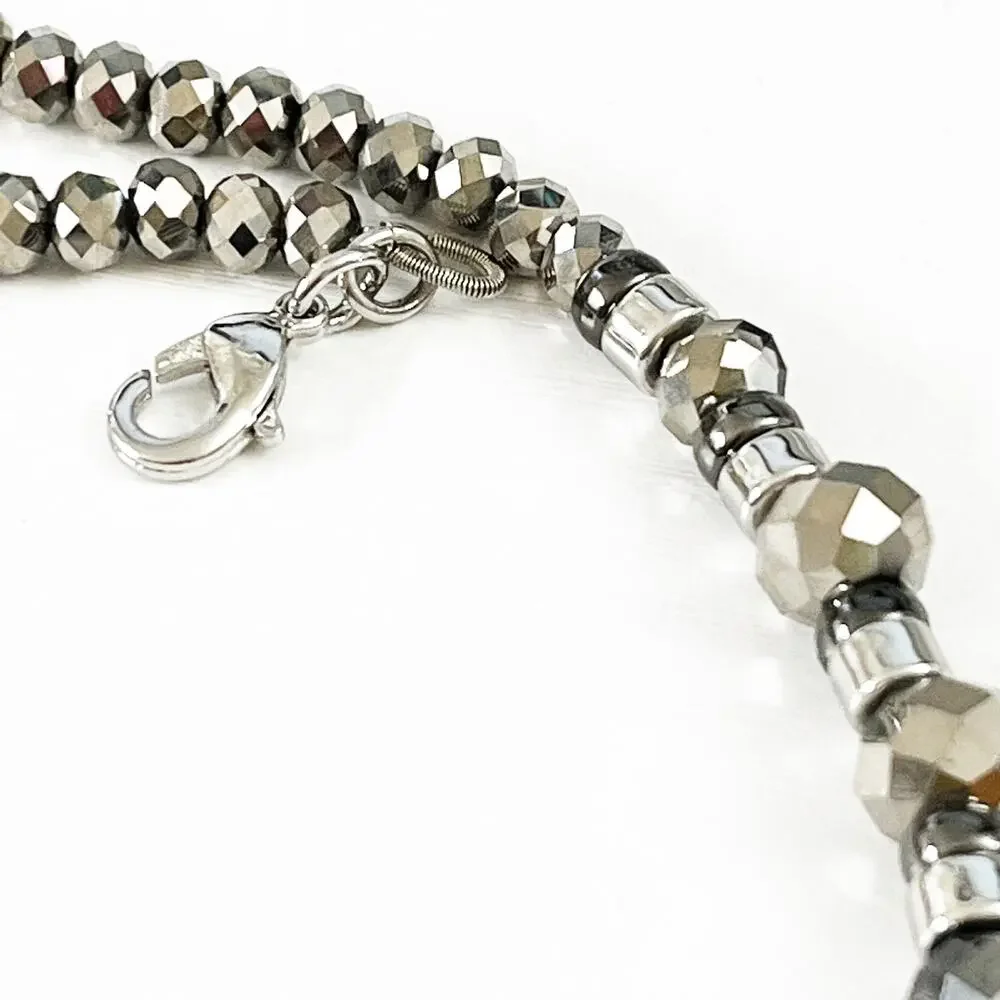 Talbots Black & Silver Faceted Bead Necklace